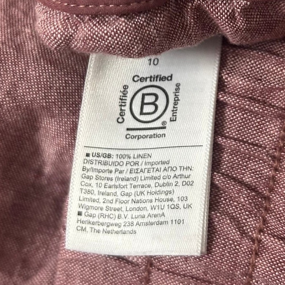 Athleta Pants Womens 10 100% Linen Cabo Wide Leg Mauve Rose Wood Drawstring - Picture 5 of 9